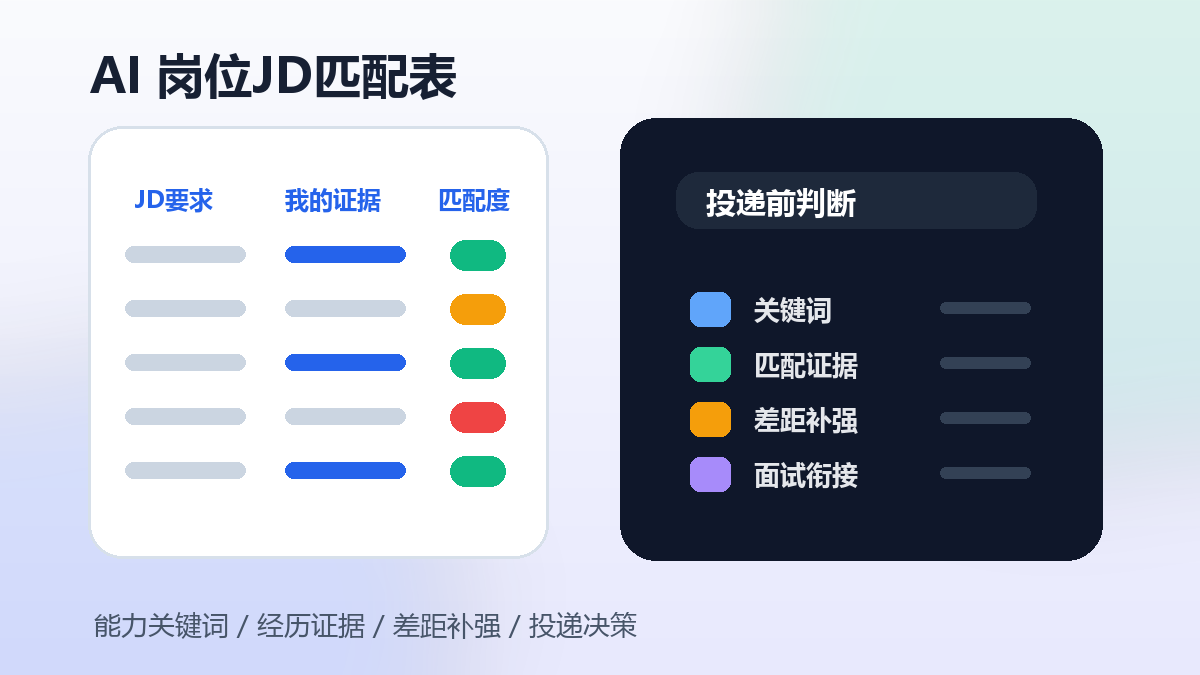 AI岗位JD匹配表:能力关键词、经历匹配、投递检查